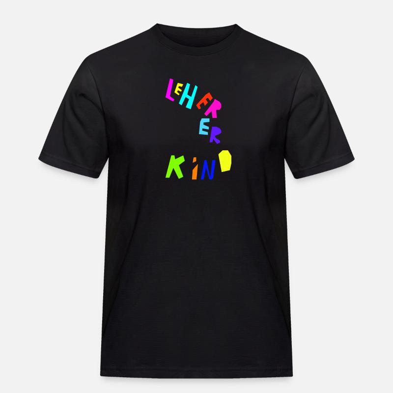 Lehrerkind bunt - Männer Workwear T-Shirt - Schwarz