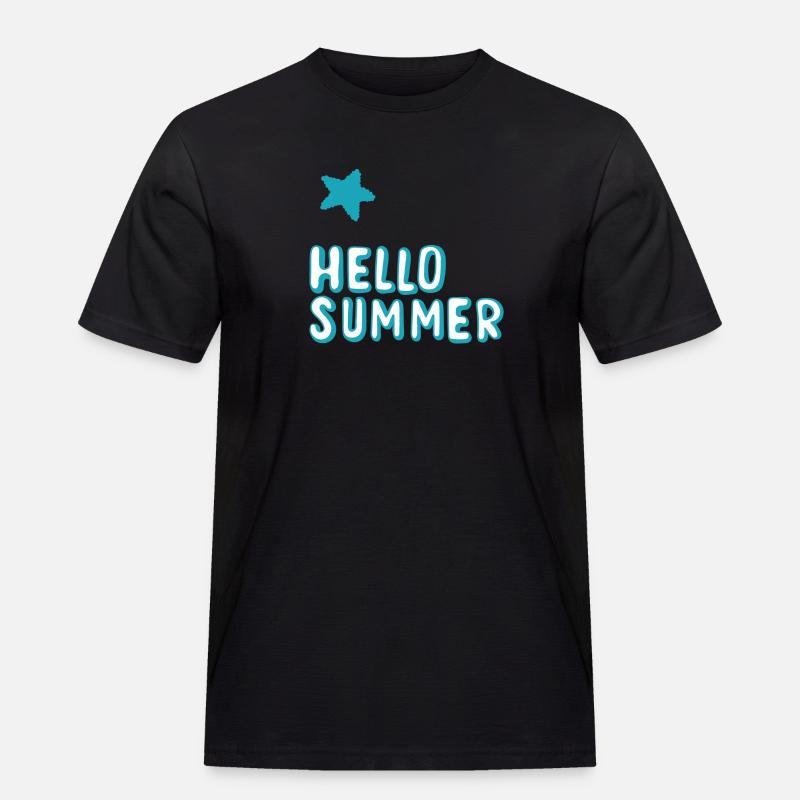 Hello Summer - Männer Workwear T-Shirt - Schwarz