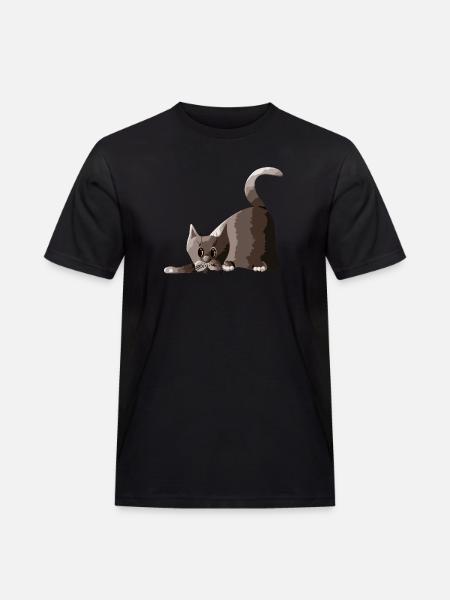 Katze - Männer Workwear T-Shirt - Schwarz