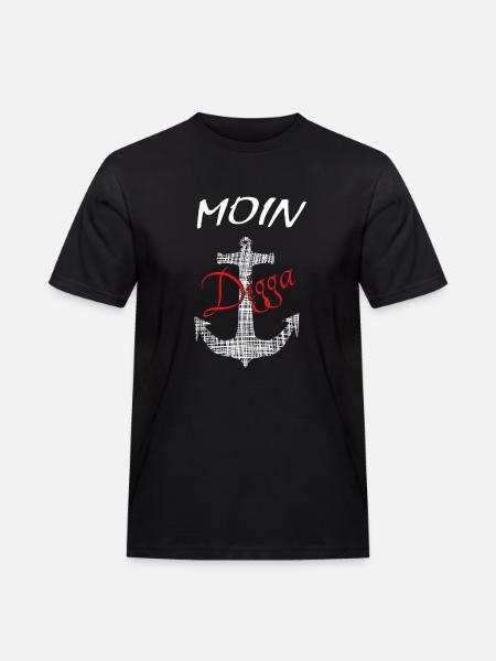Moin Digga - Männer Workwear T-Shirt - Schwarz