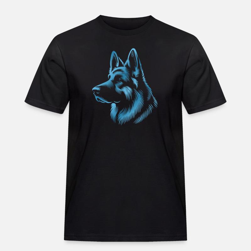 Deutscher Schäferhund Kopf blau - Männer Workwear T-Shirt - Schwarz