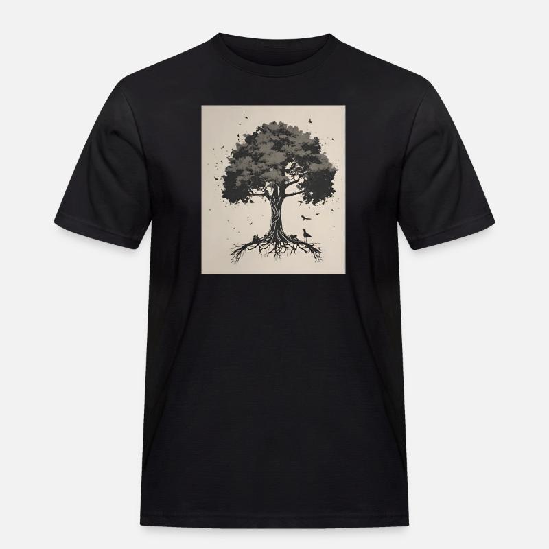 Baum des Lebens - Männer Workwear T-Shirt - Schwarz