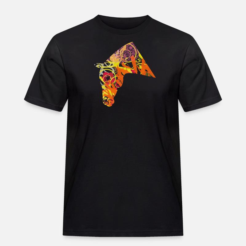 Pferdekopf bunt - Männer Workwear T-Shirt - Schwarz