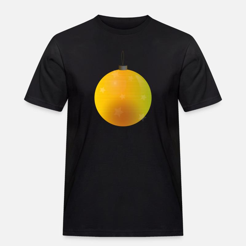 gelbliche Weihnachtskugel mit Sternen - Männer Workwear T-Shirt - Schwarz