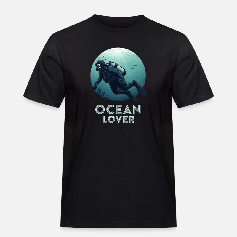 Ocean Lover Taucher - Männer Workwear T-Shirt - Schwarz