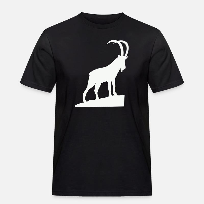 Alpenbock Silhouette - Männer Workwear T-Shirt - Schwarz