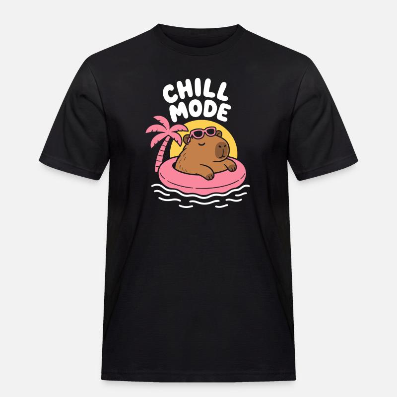 Chill Mode Floating Capybara - Männer Workwear T-Shirt - Schwarz