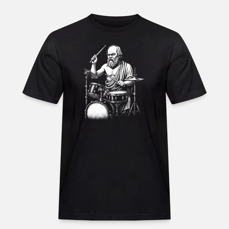 Ancient Greek Philosopher Socrates Drumming - Men's Workwear T-Shirt - black