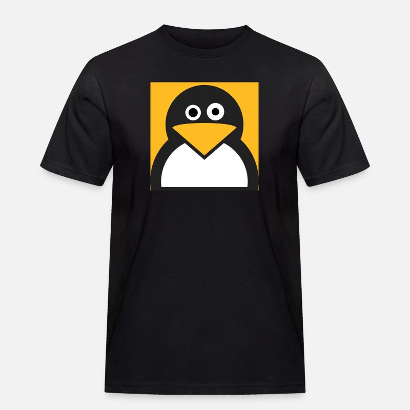 Linux Pinguin - Männer Workwear T-Shirt - Schwarz