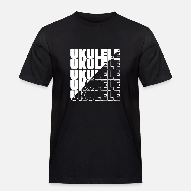 Ukulele typography diagonal - Männer Workwear T-Shirt - Schwarz