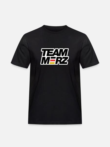 Team Merz - Kanzler - Männer Workwear T-Shirt - Schwarz