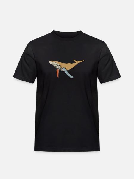 Wal - Buckelwal - Retro - Geschenk - Männer Workwear T-Shirt - Schwarz