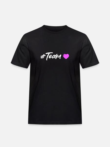 Team Herz - Männer Workwear T-Shirt - Schwarz