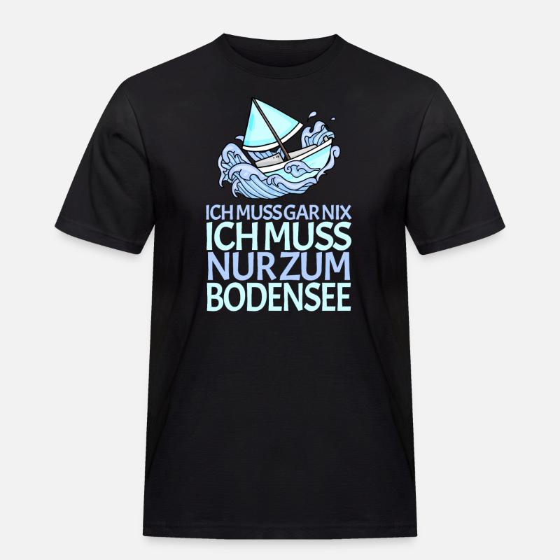 Bodensee - Männer Workwear T-Shirt - Schwarz