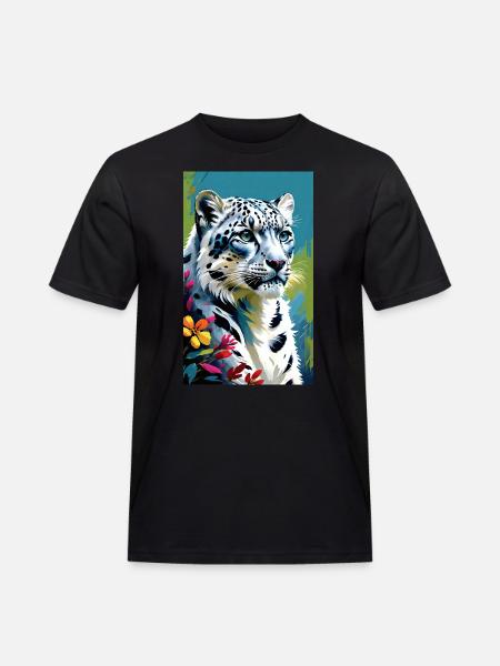 Schneeleopard | Leopard | Raubtier - Männer Workwear T-Shirt - Schwarz