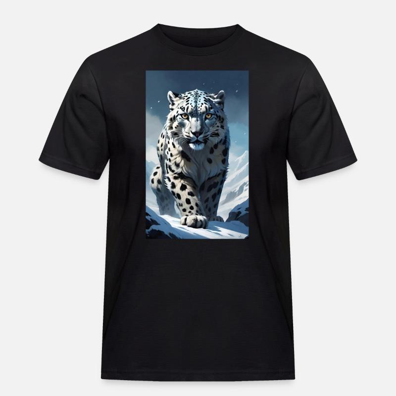 Schneeleopard | Leopard | Raubtier - Männer Workwear T-Shirt - Schwarz