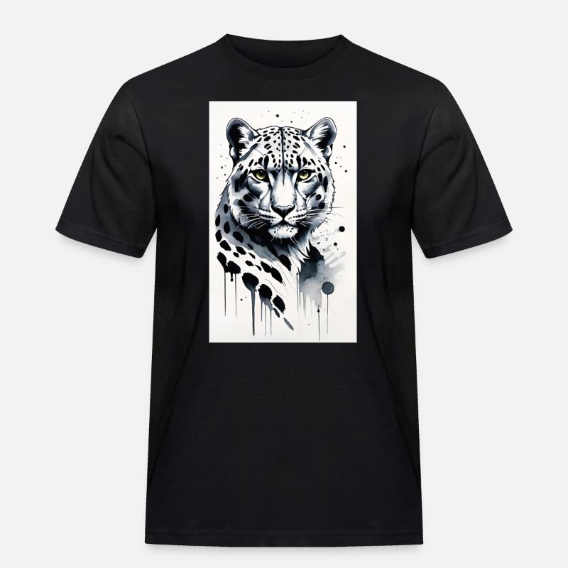 Schneeleopard | Leopard | Raubtier - Männer Workwear T-Shirt - Schwarz