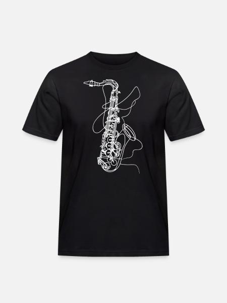 Saxophon Skizze - Männer Workwear T-Shirt - Schwarz