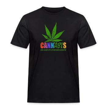 CannABIs Abi durchgezogen - Abitur - Spruch - Männer Workwear T-Shirt - Schwarz - Vorne - AI Model Male 178 light (178cm)