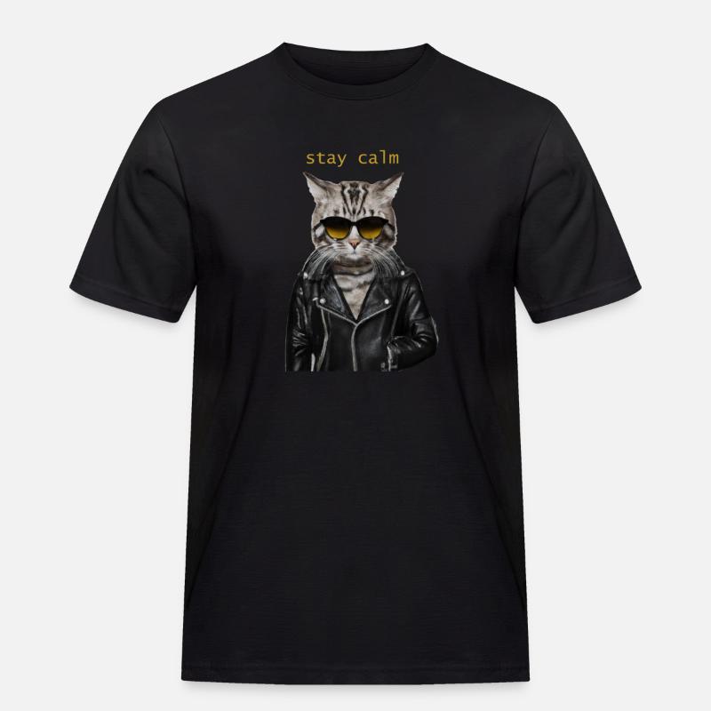 bleib locker - Männer Workwear T-Shirt - Schwarz