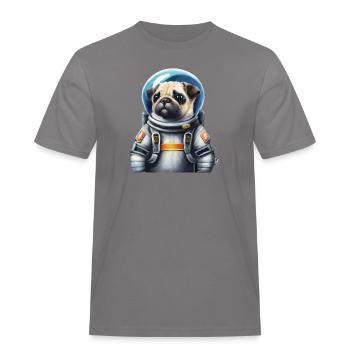 Mops Hund im Raumanzug Lustige Geschenkidee - Männer Workwear T-Shirt - Grau - Vorne - AI Model Male 185 dark (185cm)