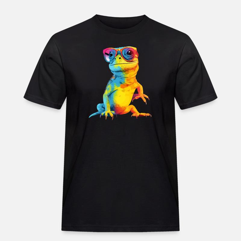 Nak die Eidechse - Männer Workwear T-Shirt - Schwarz