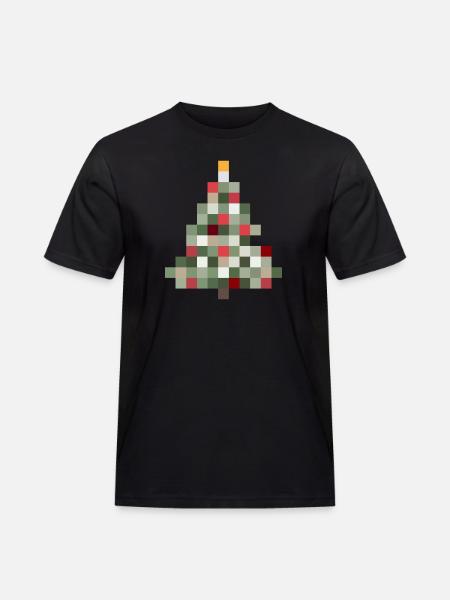 8-Bit Retro Christmas Tree Xmas - Men's Workwear T-Shirt - black
