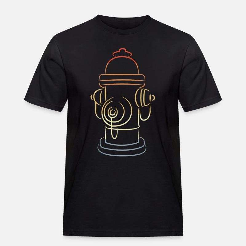 Retro Feuerhydrant - Männer Workwear T-Shirt - Schwarz