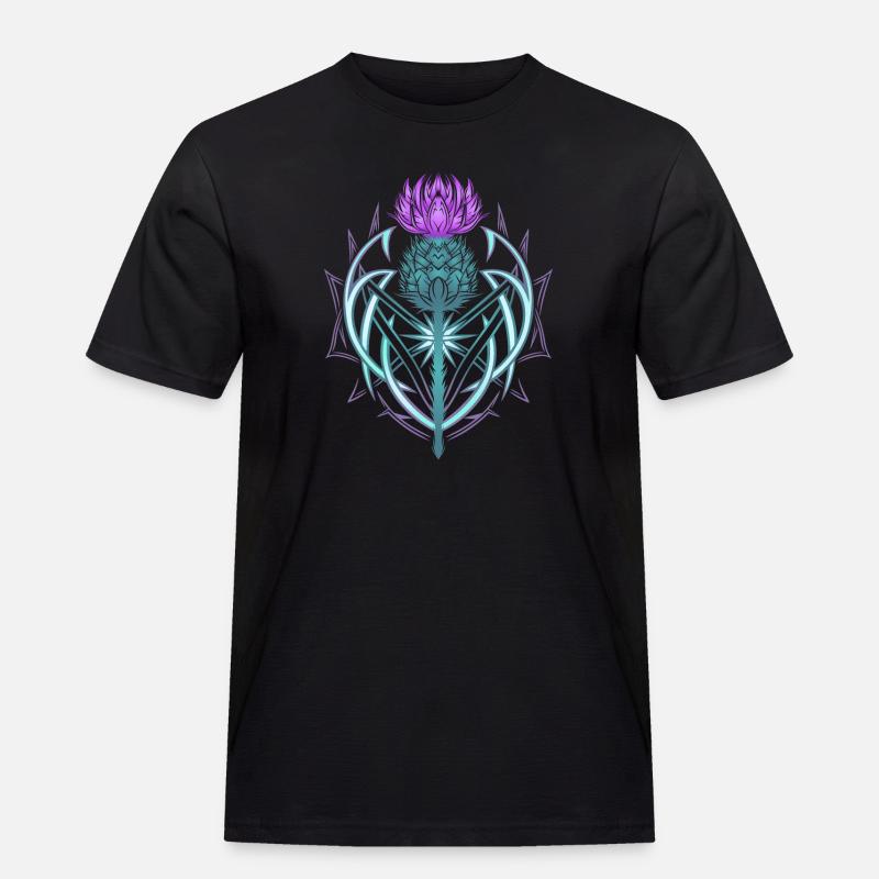 Distel Schild Celtic Knots Thistle Lover - Männer Workwear T-Shirt - Schwarz