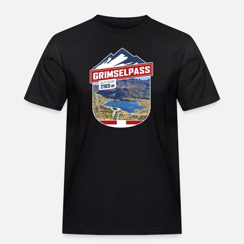 Grimselpass | Sticker - Männer Workwear T-Shirt - Schwarz