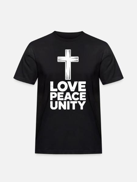 Love, Peace, Unity, Cross, Spirituality - Men's Workwear T-Shirt - black