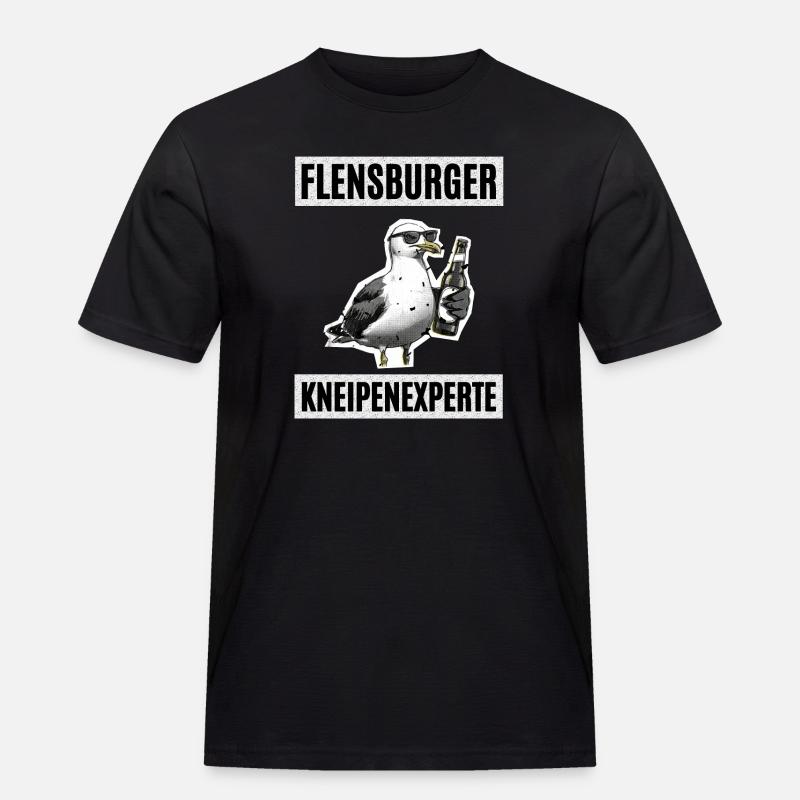Flensburger Kneipen Experte - Männer Workwear T-Shirt - Schwarz
