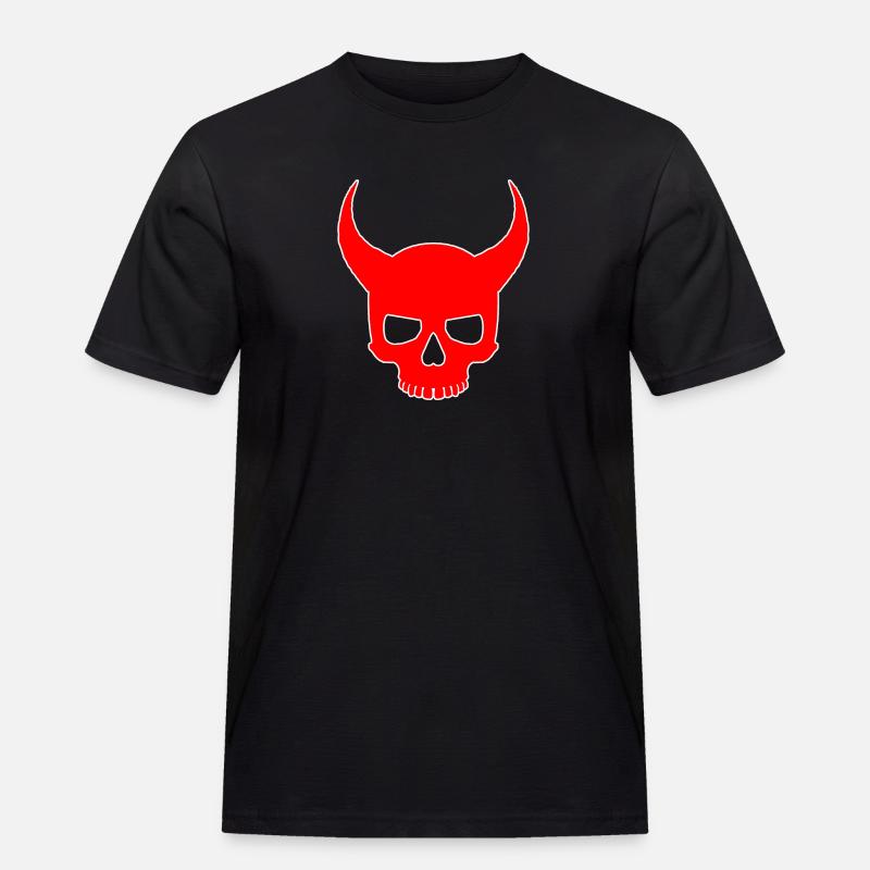 Devil Skull - Männer Workwear T-Shirt - Schwarz