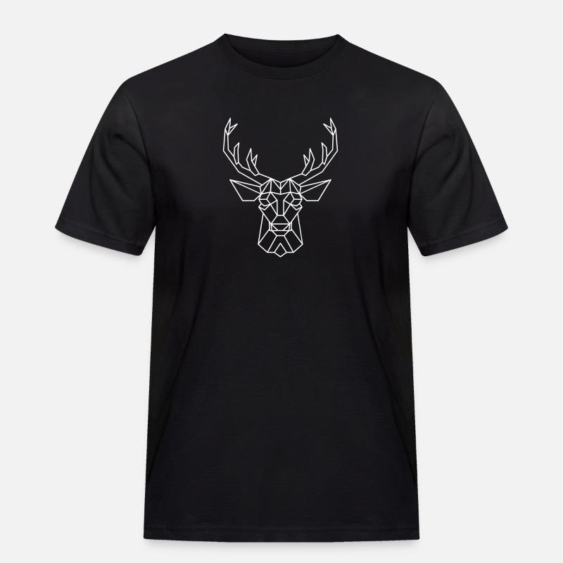 Hirsch - Hirschgeweih - Männer Workwear T-Shirt - Schwarz