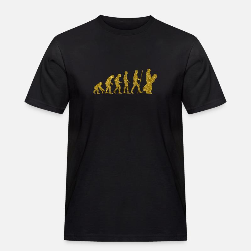 Evolution Snowboard Golden Glitter Effekt - Männer Workwear T-Shirt - Schwarz