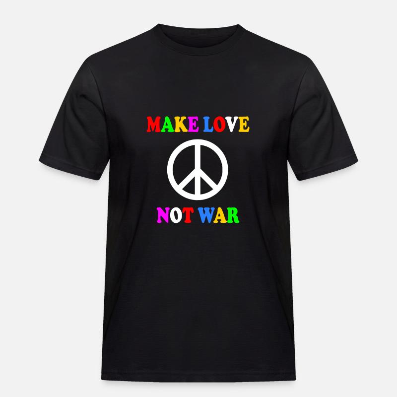 Make love not war - Männer Workwear T-Shirt - Schwarz