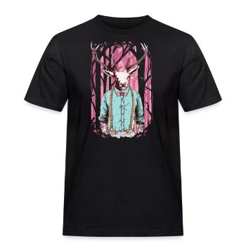 De ultieme kerst herten met vlinderdas. - Mannen Workwear T-shirt - zwart - Voor - AI Model Male 178 light (178cm)