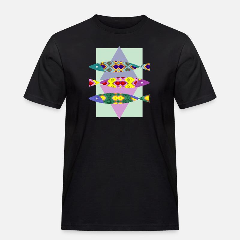 Fisch - Männer Workwear T-Shirt - Schwarz
