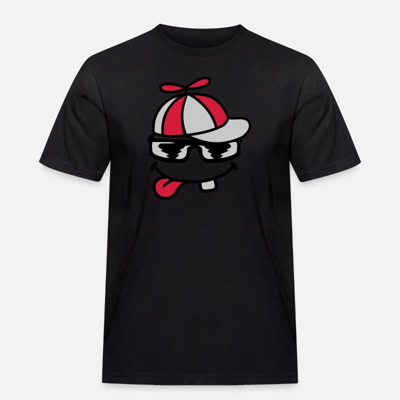 Comic Gesicht Propellermütze Windrad - Männer Workwear T-Shirt - Schwarz