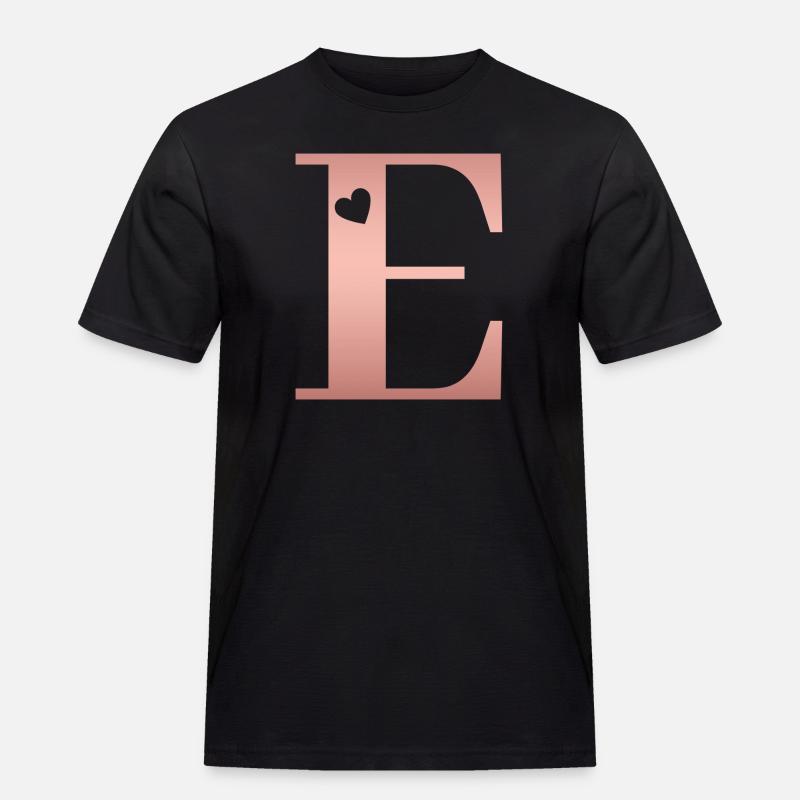Buchstabe E Roségold - Männer Workwear T-Shirt - Schwarz