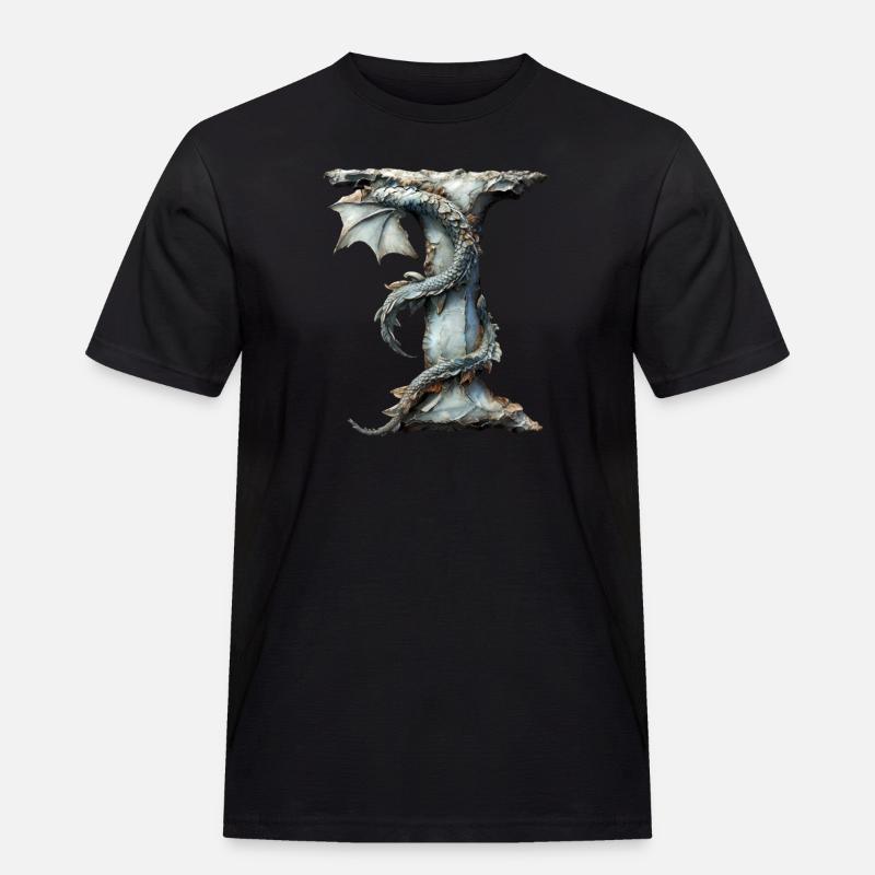 Buchstabe "I" im Drachendesign. - Männer Workwear T-Shirt - Schwarz