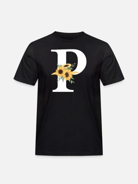 Letter p floral sunflower - Men's Workwear T-Shirt - black