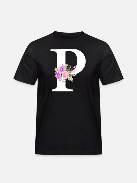 Purple floral letter p - Men's Workwear T-Shirt - black
