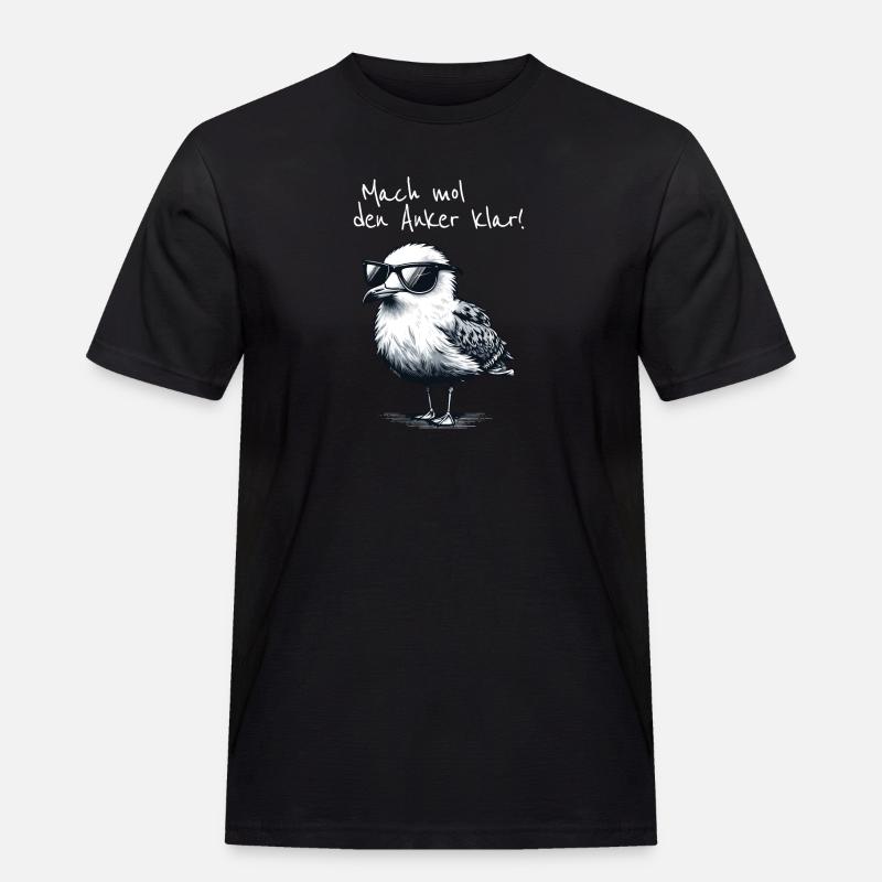 Mach mol den Anker klar Coole Seemöwe Spruch - Männer Workwear T-Shirt - Schwarz