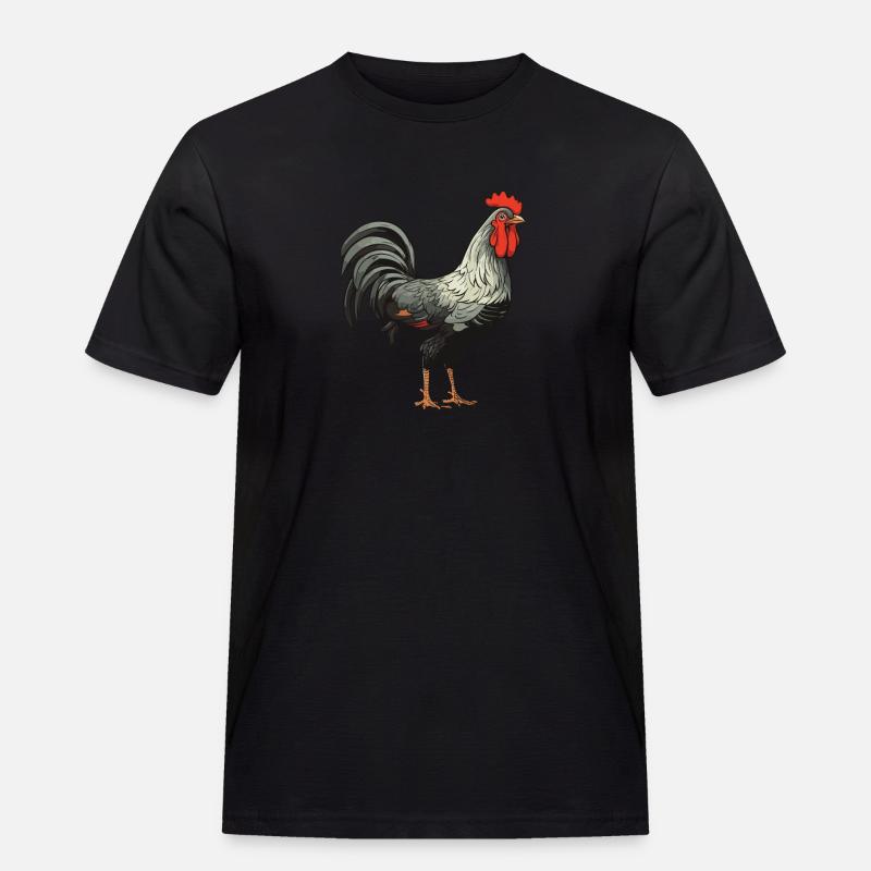 Hahn Tier - Männer Workwear T-Shirt - Schwarz