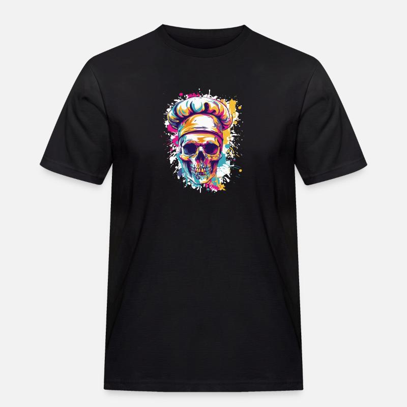 Chefkoch Koch Skull - Männer Workwear T-Shirt - Schwarz