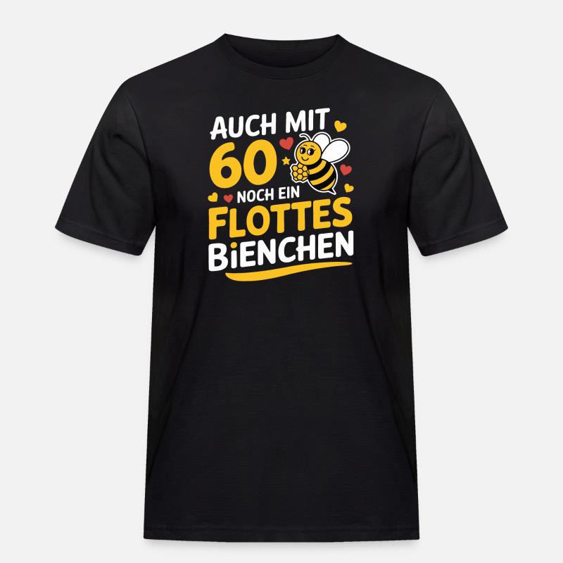 AUCH MIT 60 NOCH EIN FLOTTES BIENCHEN - Männer Workwear T-Shirt - Schwarz