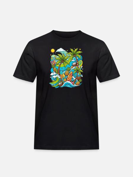 Tropical holiday pattern - Men's Workwear T-Shirt - black