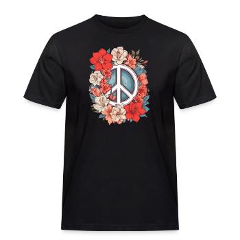 Friedenszeichen - Männer Workwear T-Shirt - Schwarz - Vorne - AI Model Male 178 light (178cm)
