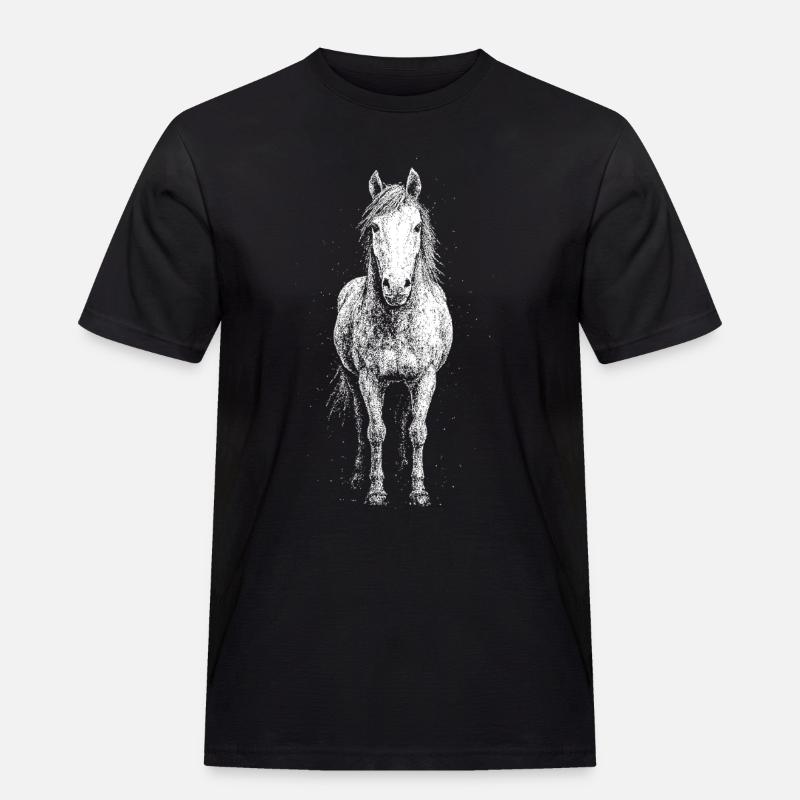 Pferd - Männer Workwear T-Shirt - Schwarz